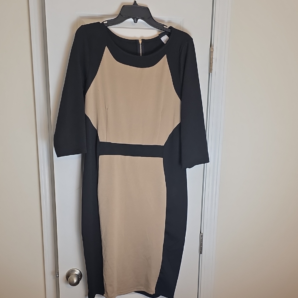 ALLOY Black and Tan Long Sleeve Dress